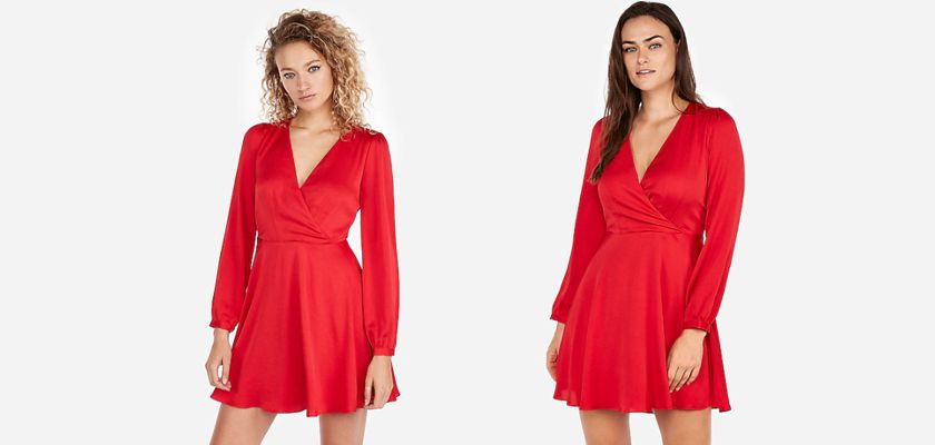 Express Surplice Fit & Flare Dress Discount