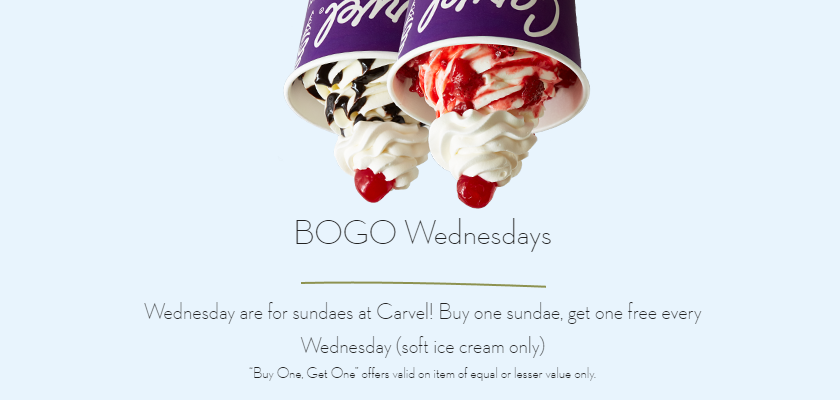 Carvel - Buy One Carvel Ice Cream Sundae Get One Free